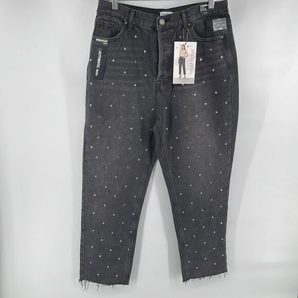 Simple Society distressed super high rise button fly raw hem jeans NEW NWT 11 30 - Picture 4 of 16